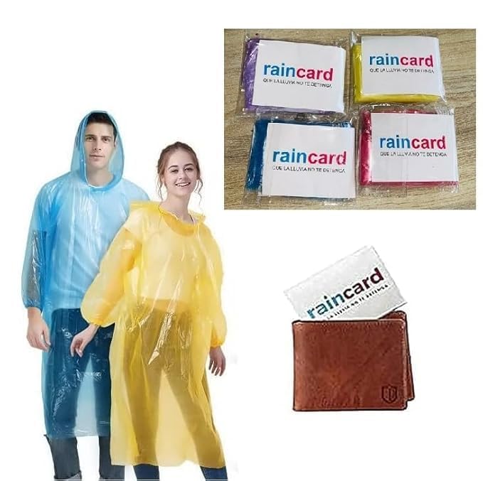 pack  of 10 psc Rain Card for Emergency Use  | Waterproof Rain with Smallest Pocket Size| Easy to Carry & Use and Reusable | 2 to 3 time wear Thin Plastic